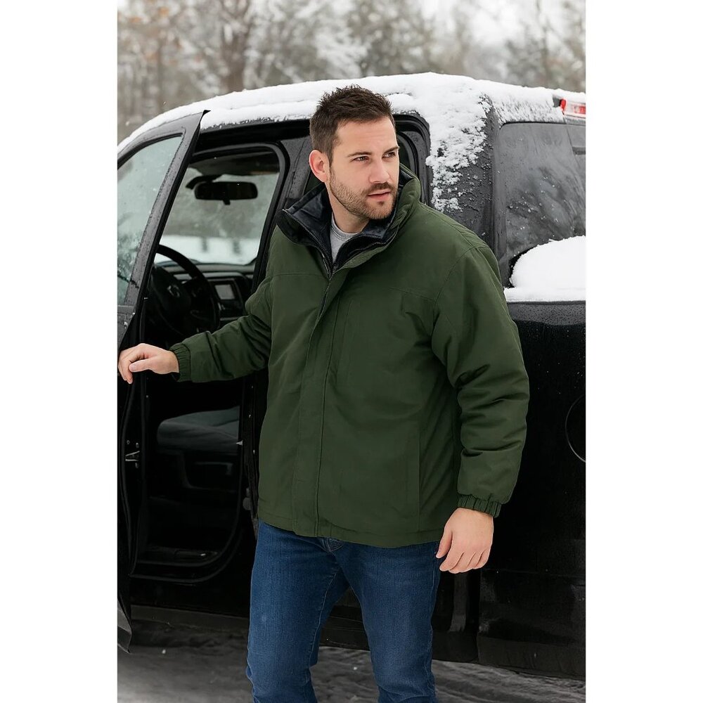 L.L. Bean Mens 3-In-1 Outdoor Jacket Army Green XL Polyester Shell & Insulation